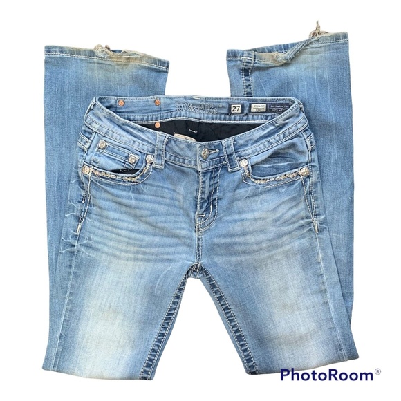 Miss Me Womens Size 27 Jeans Signature Standard Boot Cut Light Wash Dist… - Picture 2 of 12